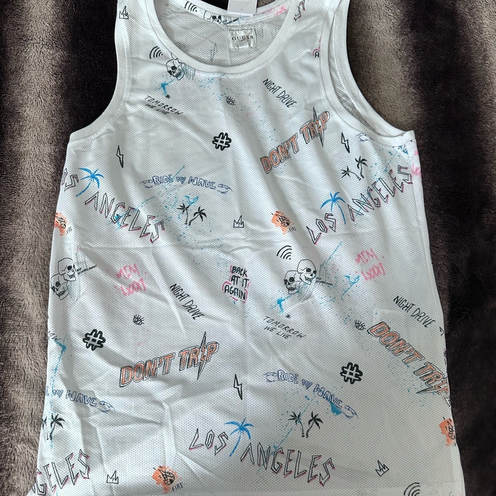 Guess Men Los Angeles Graphic Tank Top - White